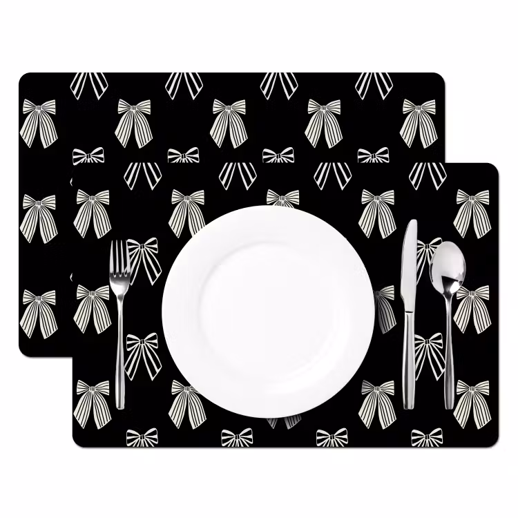 Placemat - 6 stuks - Strikken - Kerst - Crème - Zwart — 2