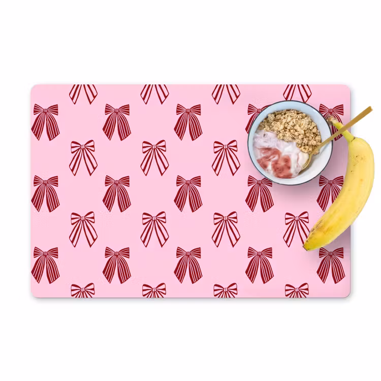 Placemat - 6 stuks - Strikken - Kerst - Roze - Burgundy — 1
