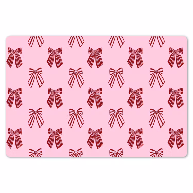 Placemat - 6 stuks - Strikken - Kerst - Roze - Burgundy — 7