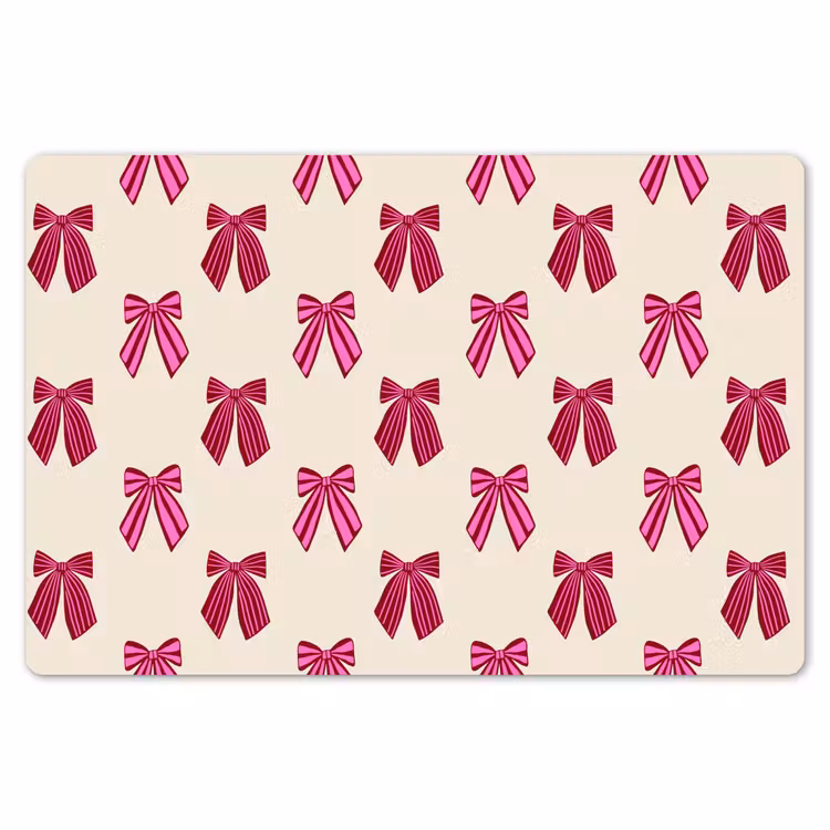 Placemat - 6 stuks - Strikken - Kerst - Roze - Crème — 7