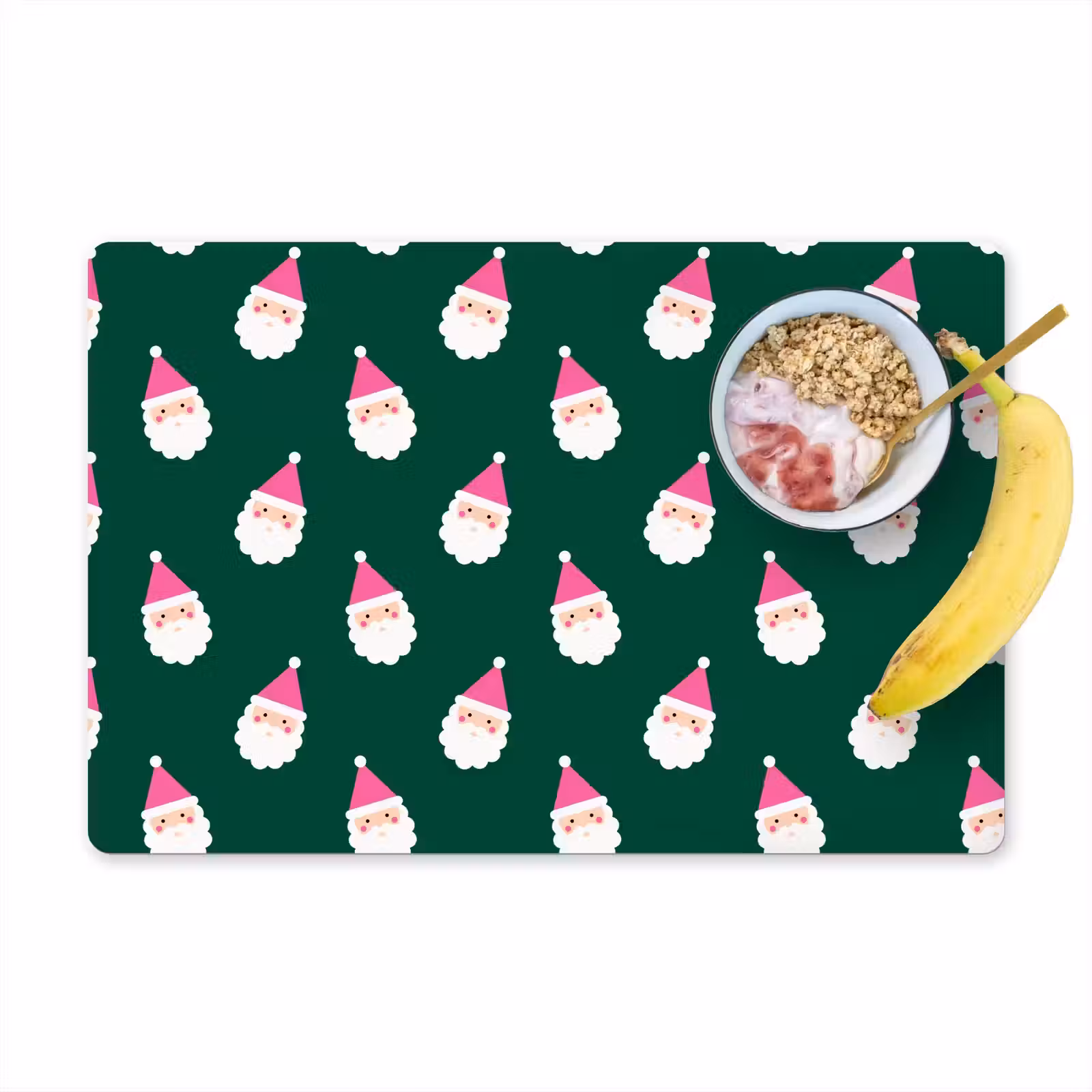 Placemat - 6 stuks - Kerstman - Kerst - Groen - Roze — 1