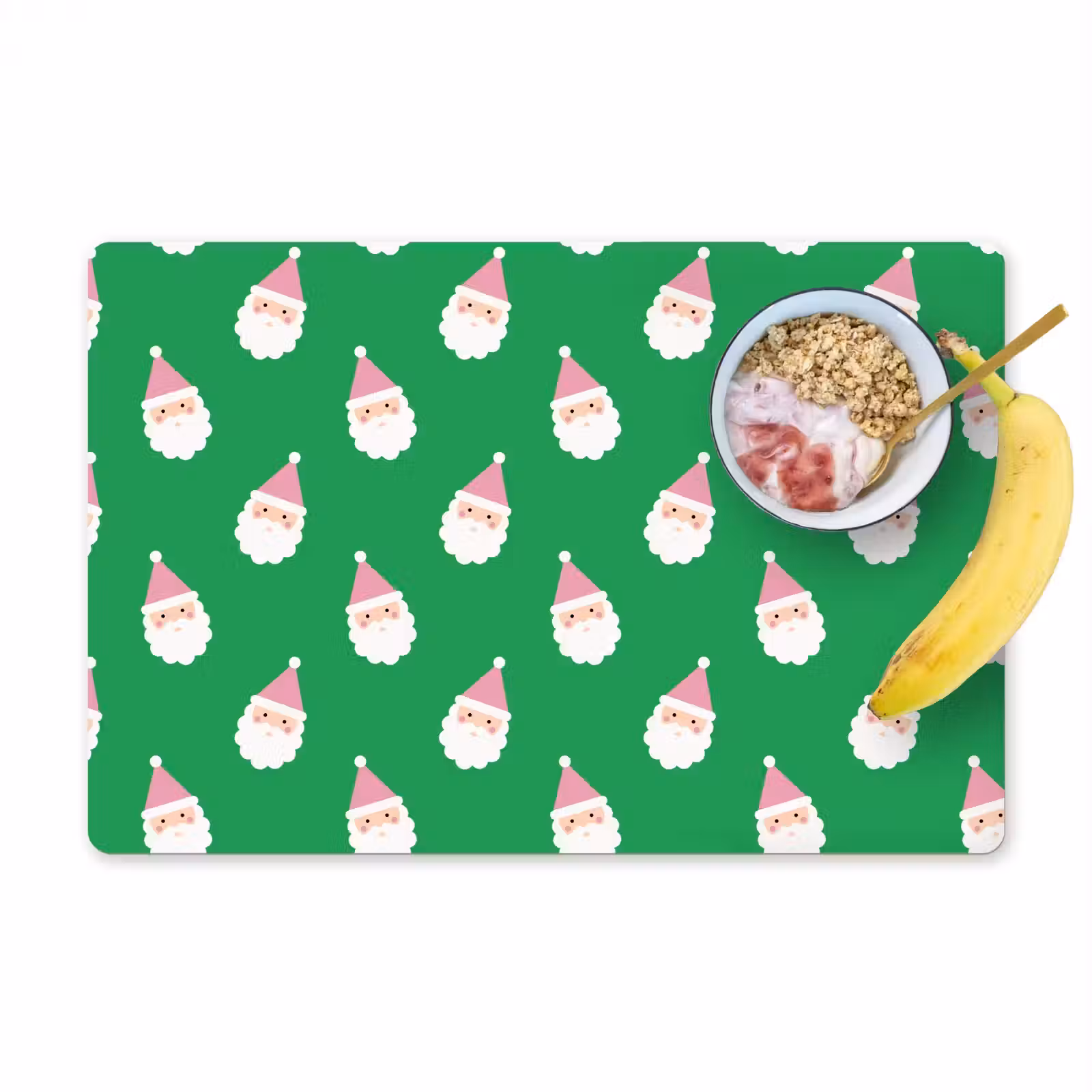 Placemat - 6 stuks - Kerstman - Kerst - Roze - Groen — 1