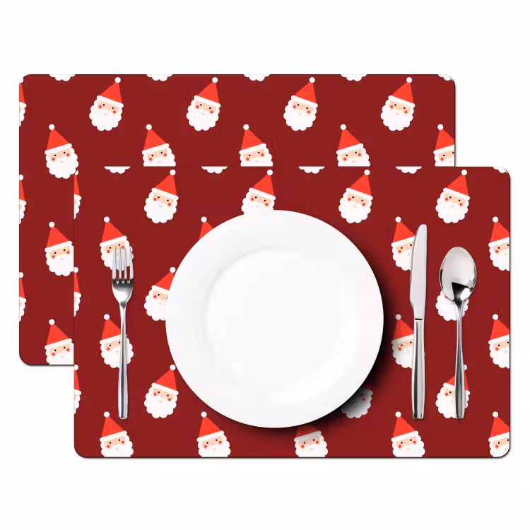 Placemat - 6 stuks - Kerst - Kerstman - Rood — 2