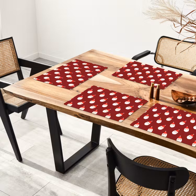 Placemat - 6 stuks - Kerst - Kerstman - Rood — 5
