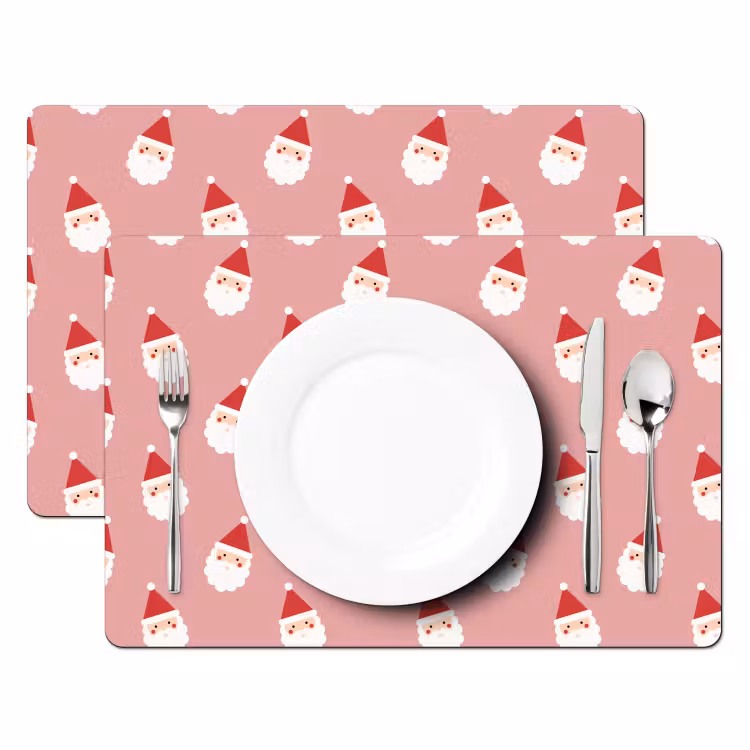 Placemat - 6 stuks - Kerst - Kerstman - Roze — 2