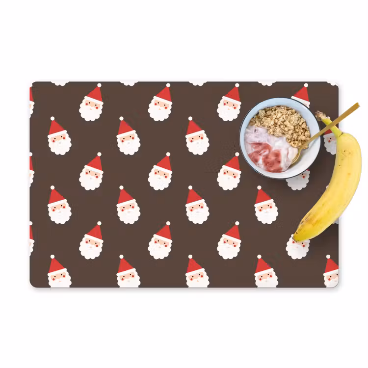 Placemat - 6 stuks - Kerstman - Kerst - Bruin — 1