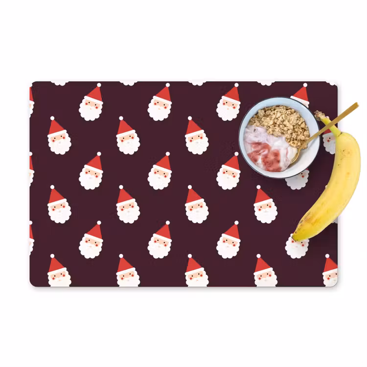 Placemat - 6 stuks - Kerstman - Kerst - Donker - Rood — 1