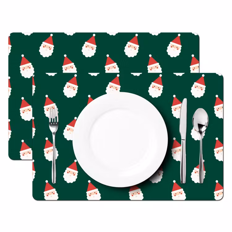 Placemat - 6 stuks - Kerstman - Kerst - Groen — 2
