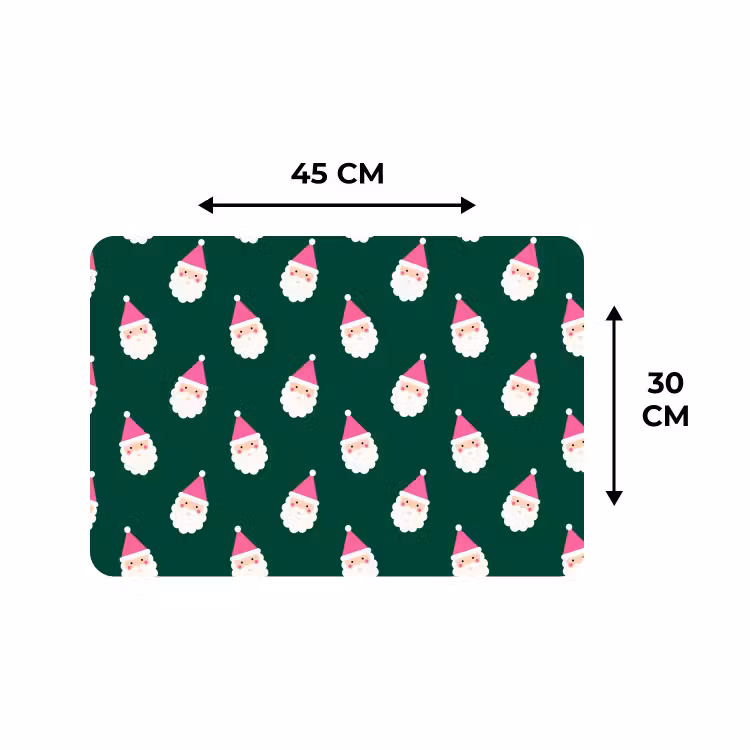 Placemat - 6 stuks - Kerstman - Kerst - Groen - Roze — 3