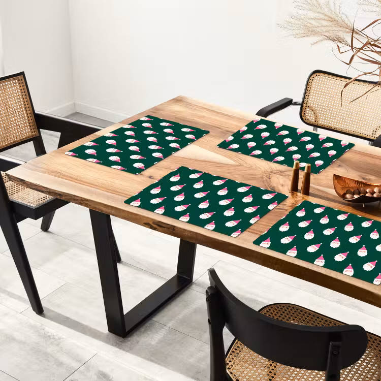 Placemat - 6 stuks - Kerstman - Kerst - Groen - Roze — 5