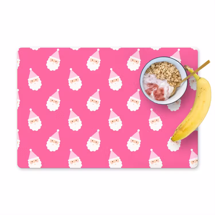 Placemat - 6 stuks - Kerstman - Kerst - Neon - Roze — 1