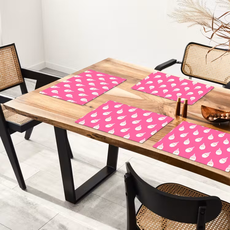 Placemat - 6 stuks - Kerstman - Kerst - Neon - Roze — 5