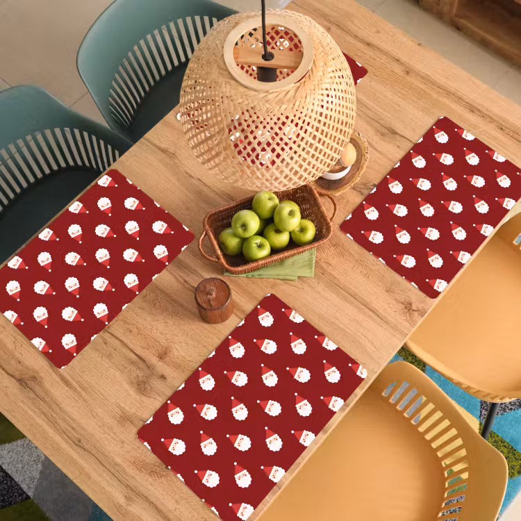 Placemat - 6 stuks - Kerstman - Kerst - Rood — 6