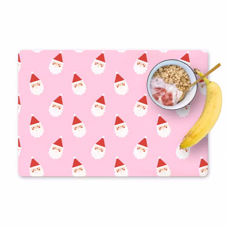 Placemat - 6 stuks - Kerstman - Kerst - Roze — 1