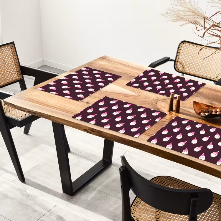 Placemat - 6 stuks - Kerstman - Kerst - Roze - Burgundy — 5