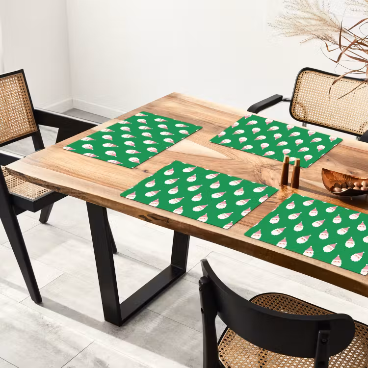 Placemat - 6 stuks - Kerstman - Kerst - Roze - Groen — 5