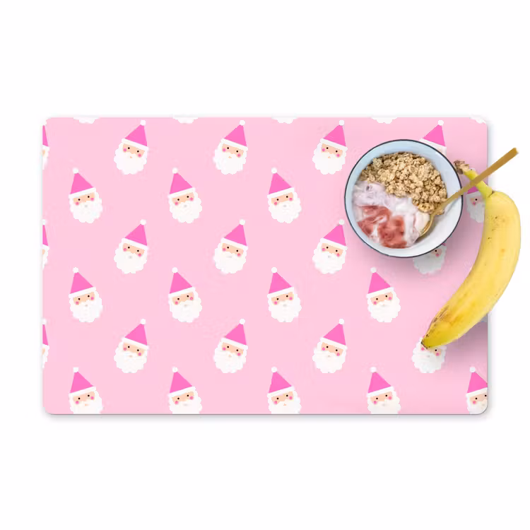Placemat - 6 stuks - Kerstman - Kerst - Roze - Pastel — 1
