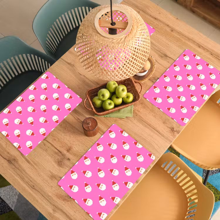 Placemat - 6 stuks - Kerstman - Kerst - Roze - Rood — 6