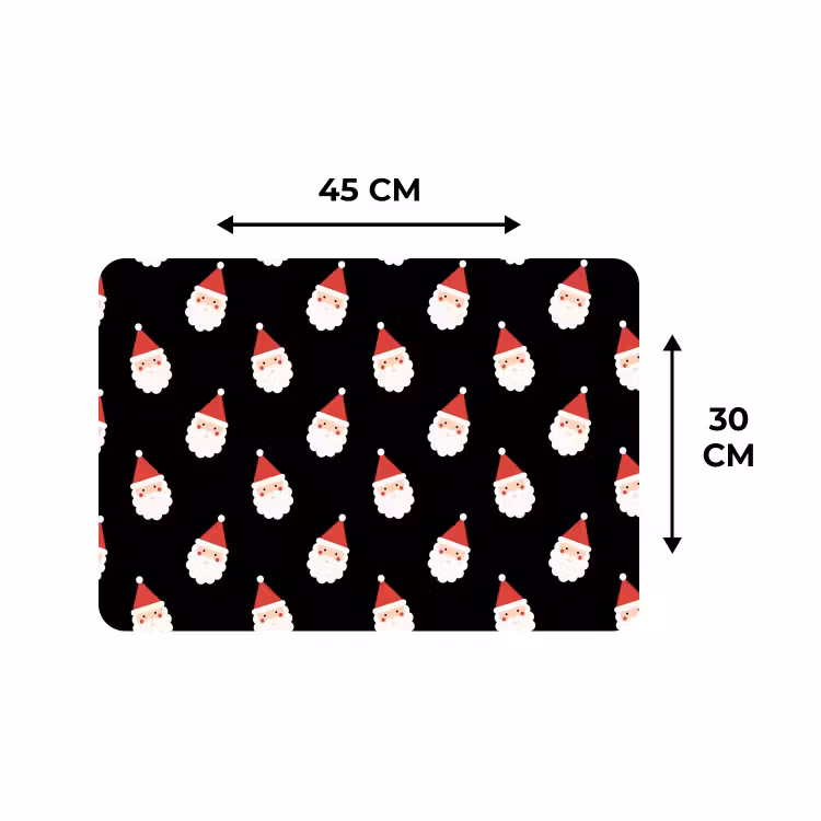 Placemat - 6 stuks - Kerstman - Kerst - Zwart — 3