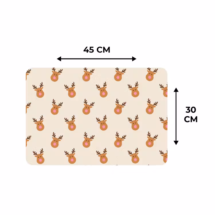 Placemat - 6 stuks - Rendieren - Kerst - Crème - Roze — 3