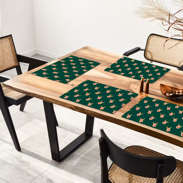 Placemat - 6 stuks - Rendieren - Kerst - Groen — 5