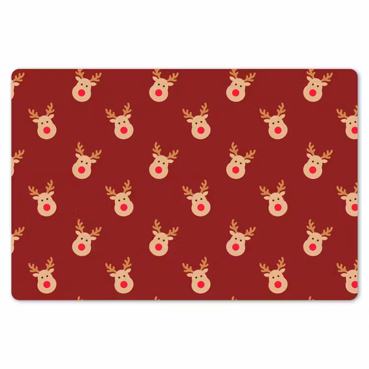 Placemat - 6 stuks - Rendieren - Kerst - Rood - Bruin — 7