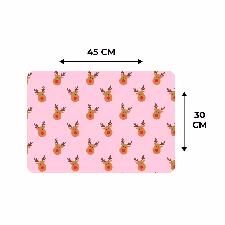 Placemat - 6 stuks - Rendieren - Kerst - Roze - Rood — 3