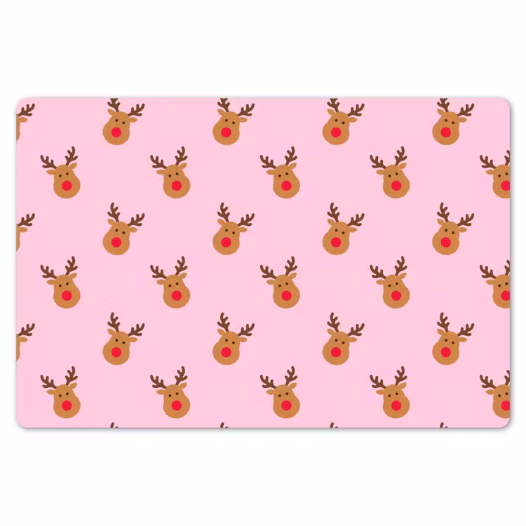 Placemat - 6 stuks - Rendieren - Kerst - Roze - Rood — 7