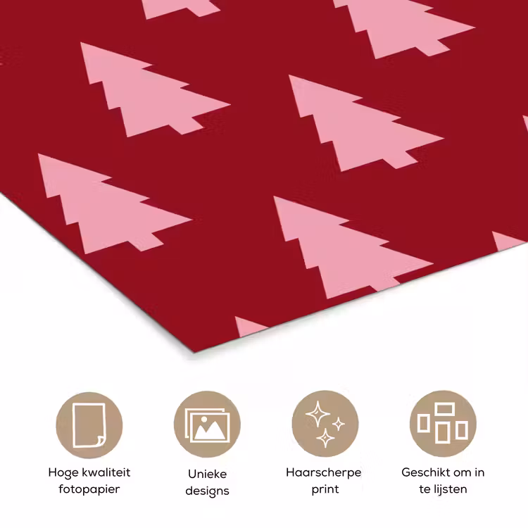 Poster - Kerstboom - Burguny - Roze — 5