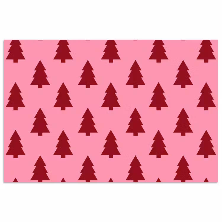 Poster - Kerstboom - Rood - Roze — 1