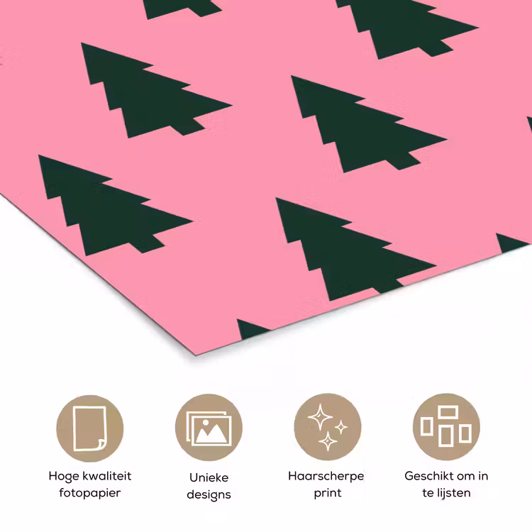 Poster - Kerstboom - Roze - Groen — 5