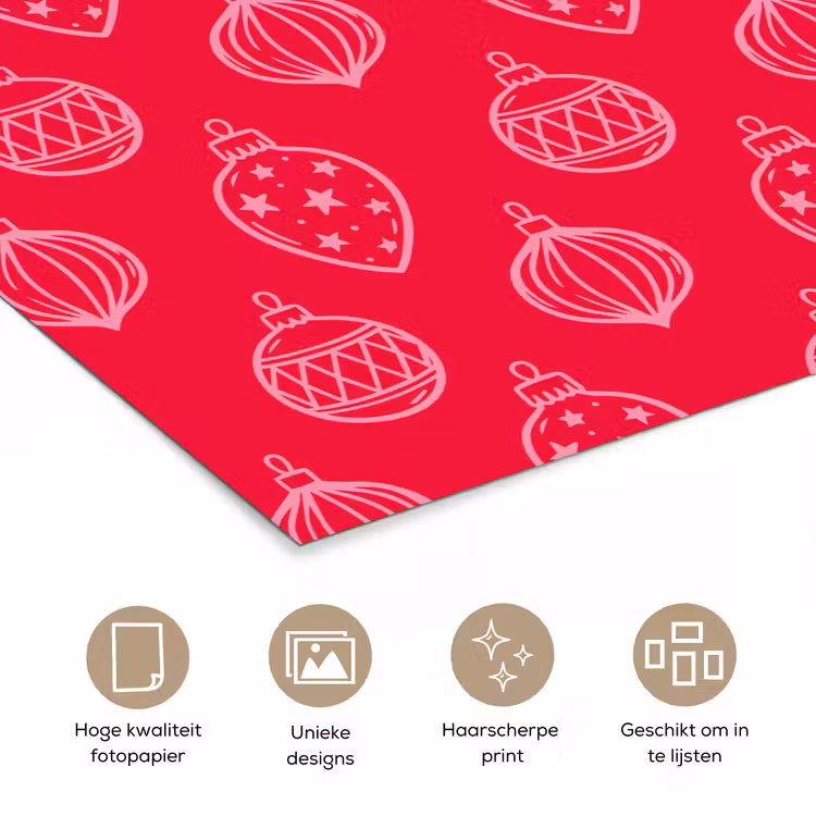 Poster - Kerstbal - Rood - Roze — 5