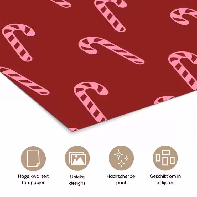 Poster - Kerst - Burgundy - Roze - Zuurstok — 5