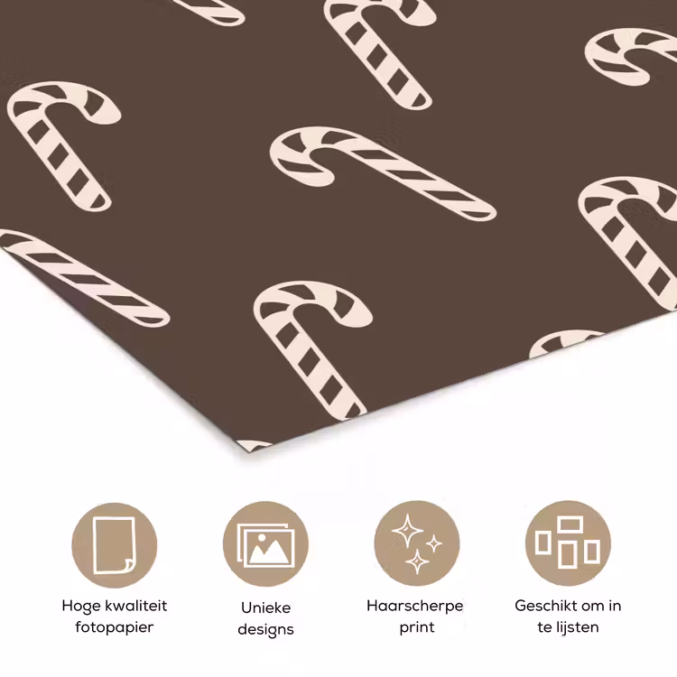 Poster - Kerst - Crème - Taupe - Zuurstok — 5