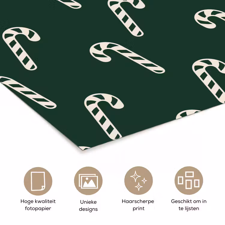 Poster - Kerst - Groen - Wit - Zuurstok — 5