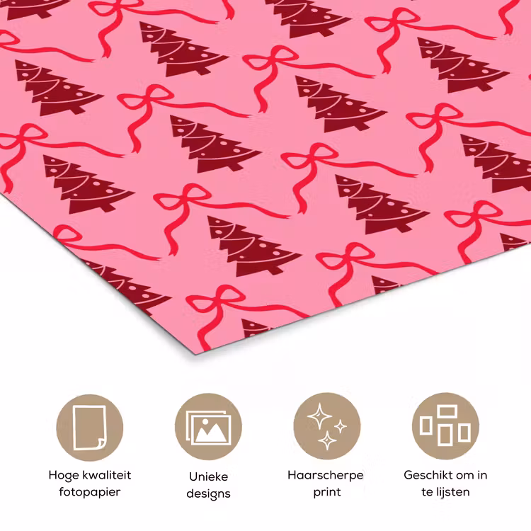 Poster - Kerst - Rood - Roze - Strik — 5