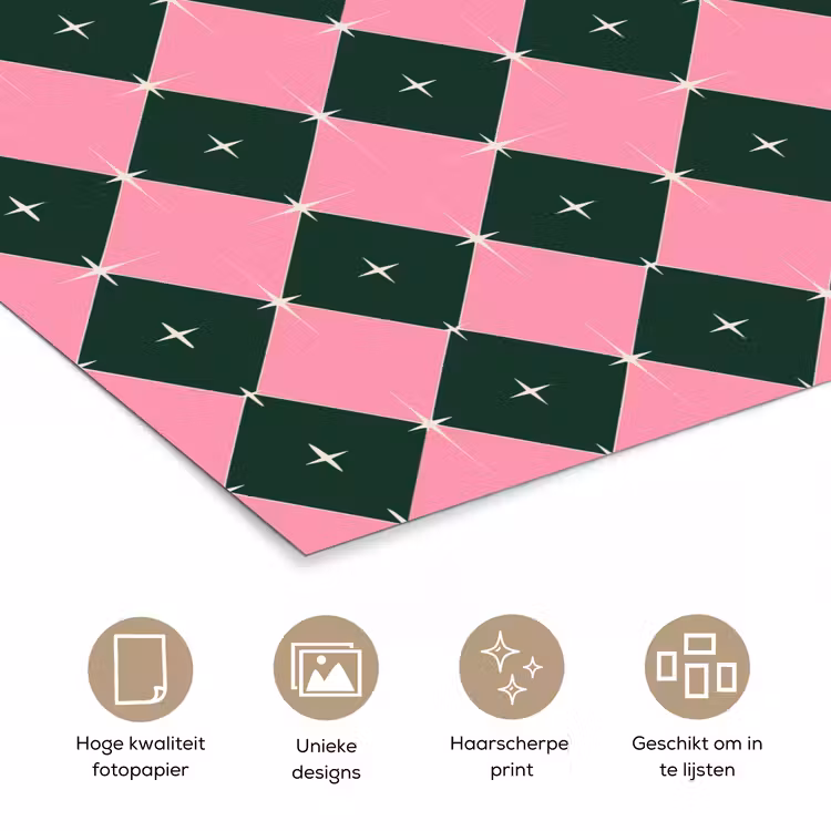 Poster - Kerst - Roze - Groen - Ster — 5
