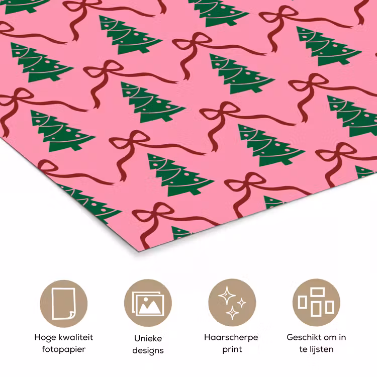 Poster - Kerst - Roze - Rood - Strik — 5