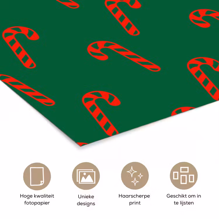 Poster - Kerst - Groen - Rood - Zuurstok — 5