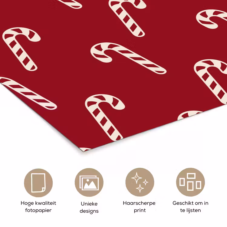 Poster - Kerst - Rood - Wit - Zuurstok — 5