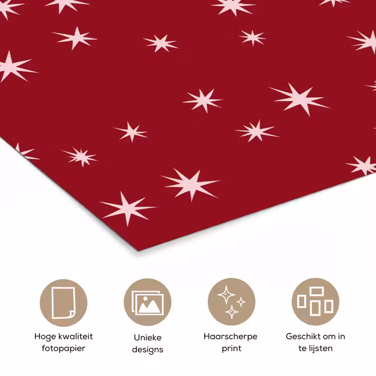 Poster - Rood - Wit - Kerst - Ster — 5
