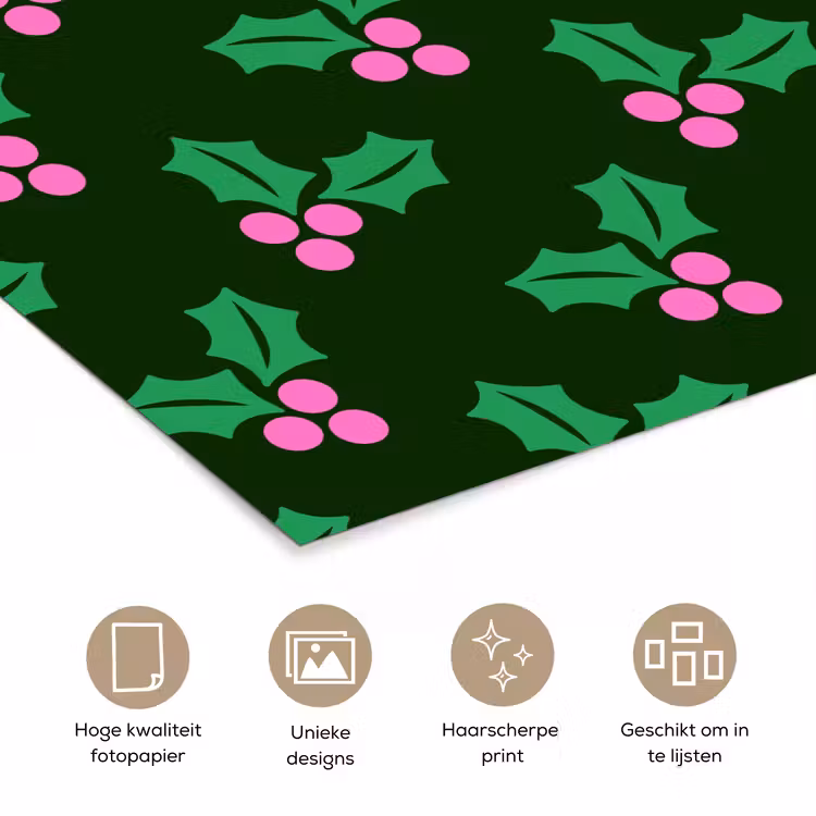 Poster - Hulst - Groen - Roze - Kerst — 5