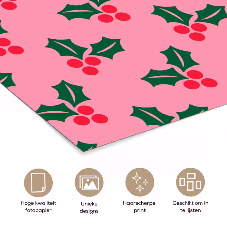 Poster - Hulst - Kerst - Roze — 5
