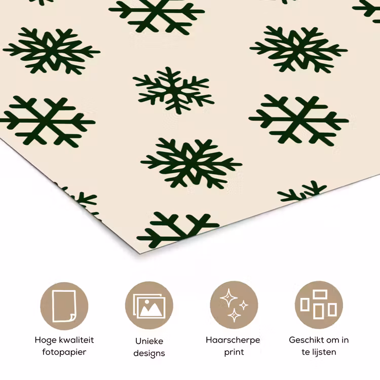 Poster - Sneeuwvlok - Crème - Groen - Kerst — 5