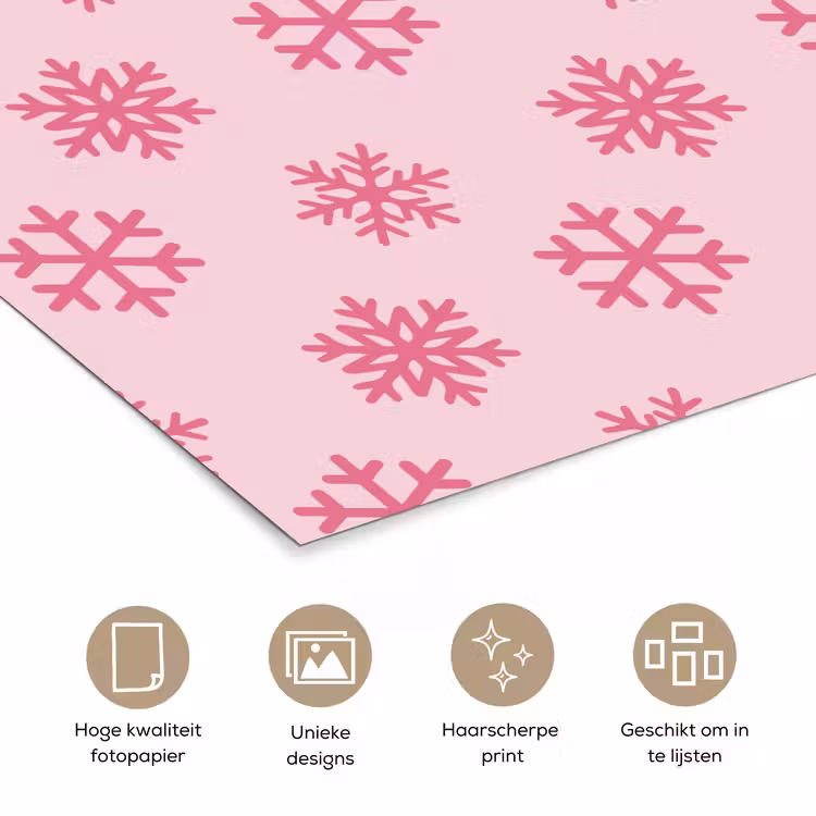 Poster - Sneeuwvlok - Roze - Kerst — 5