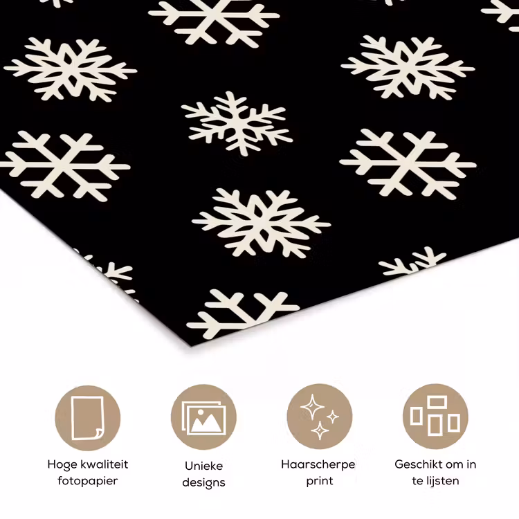 Poster - Sneeuwvlok - Zwart - Wit - Kerst — 5