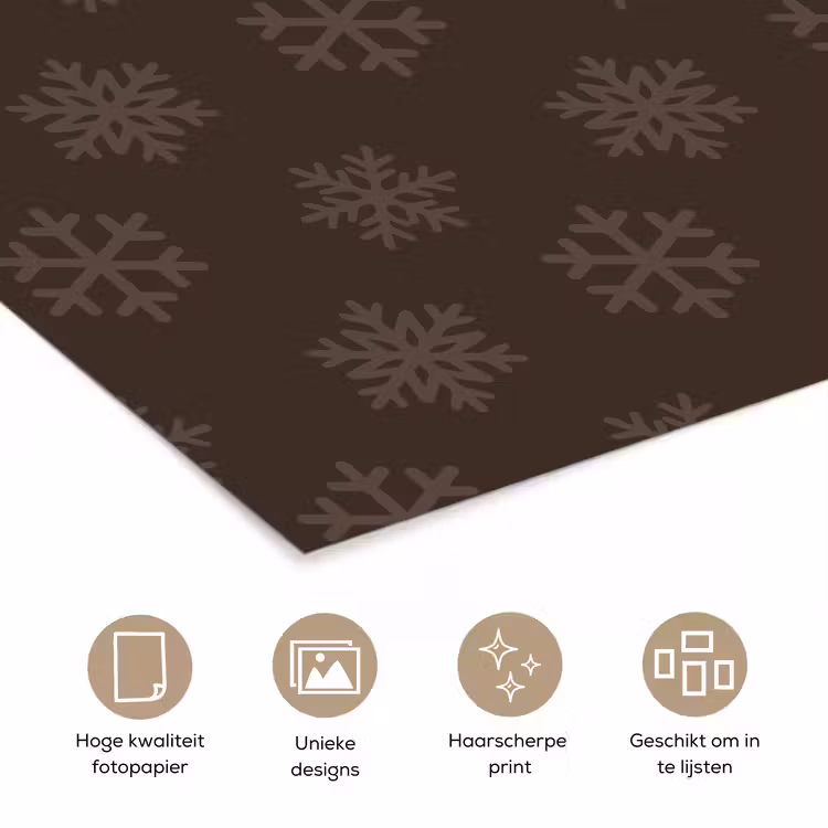 Poster - Sneeuwvlok - Bruin - Kerst — 5