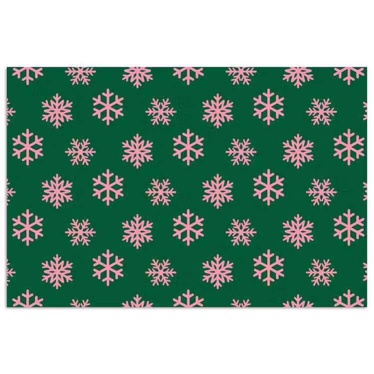 Poster - Sneeuwvlok - Groen - Roze - Kerst — 1