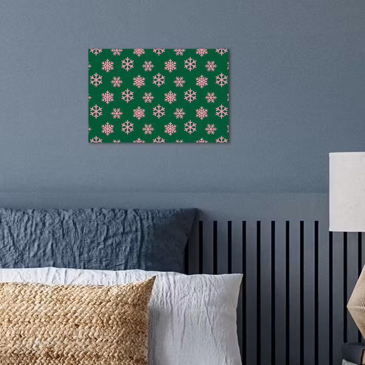 Poster - Sneeuwvlok - Groen - Roze - Kerst — 3