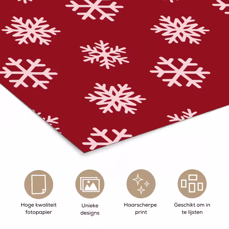 Poster - Sneeuwvlok - Rood - Roze - Kerst — 5
